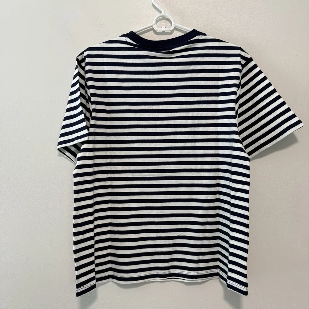 Good American NWT Oversized Blue Clean Stripe Cotton T-Shirt Size XS - Picture 4 of 6